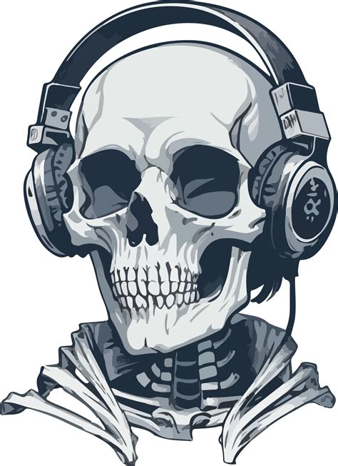 Skeleton wearing Headphone Illustration AI Generative 28179199 PNG
