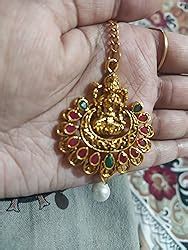 Om Jewells Bridal Jewellery Gold Plated Maang Tikka Studded With Kundan ...