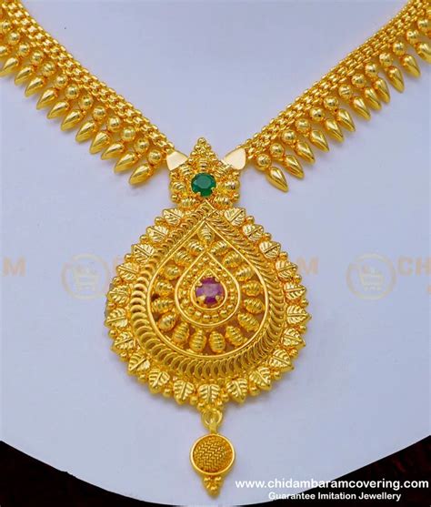 Buy One Gram Gold Plated Semi Precious Ruby Emerald Stone Mullapoo ...