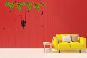 Decor studio 60 cm Little Girl With Small Plants Wall Sticker Reusable ...