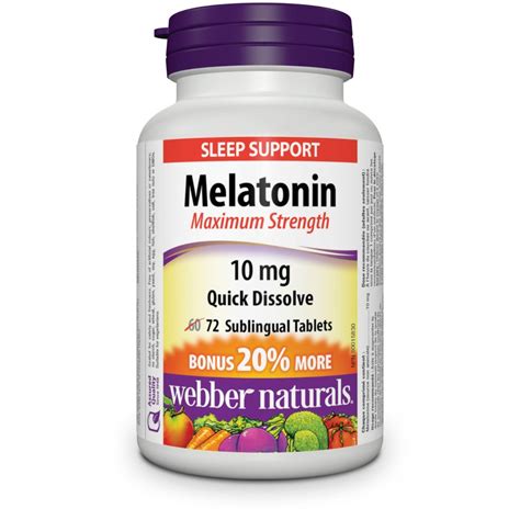 Webber Naturals® Melatonin Maximum Strength Quick Dissolve, 10 mg 72 sublingual tablets, BONUS ...