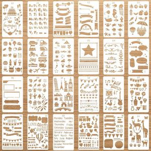 IVANA'S 24 Pieces Journal Stencil Plastic Planner DIY Drawing Template ...