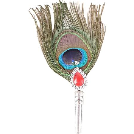 Buy DHRUVS COLLECTION Silver Coated Peacock Feather/Hand Fan/More Pankh ...