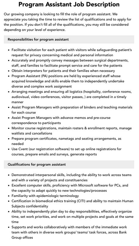 Image result for Program Assistant