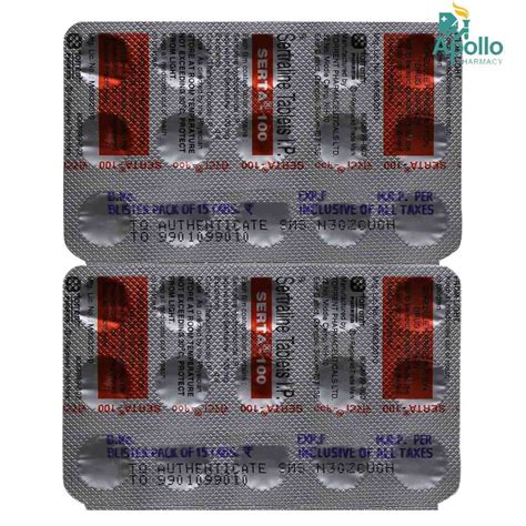 Serta-100 Tablet 15's Price, Uses, Side Effects, Composition - Apollo ...