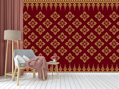 Red Golden Indian Pattern Wallpaper – Myindianthings