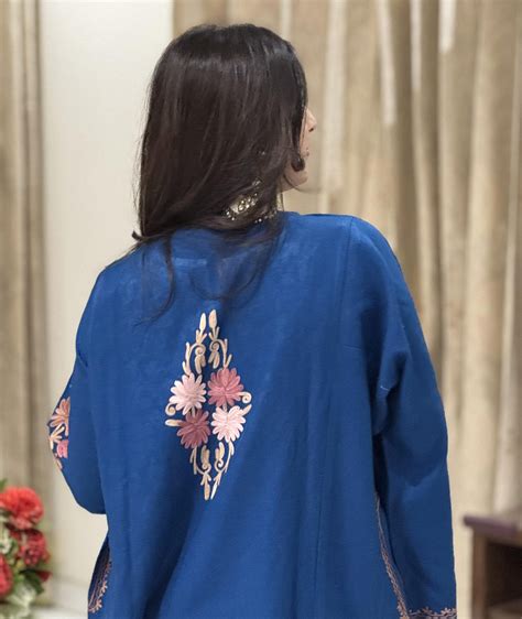 Royal Blue Modern Design Aari Embroidered Pheran – Kashmir origin