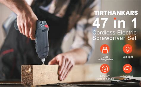 47 in 1 Electric Screwdriver USB Rechargeable Mini Cordless Drill ...