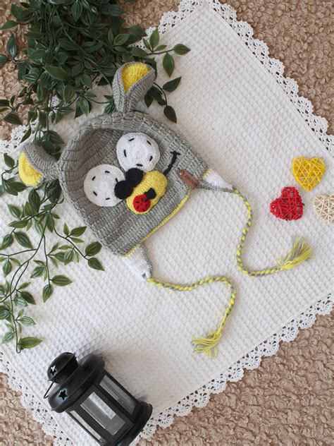 Woonie Crochet Big Eyes Cap - Grey