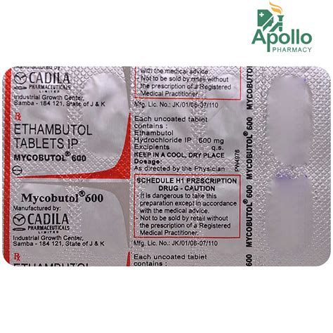 MYCOBUTOL 600MG TABLET Price, Uses, Side Effects, Composition - Apollo ...