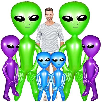 Seematn 6 Pcs Blow up Alien Inflatable Balloons Giant Alien Birthday ...