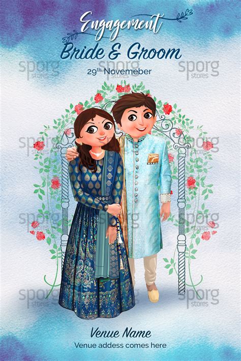 Illustrated Indian Engagement Invitation - SSWC17 – SPORG Stores