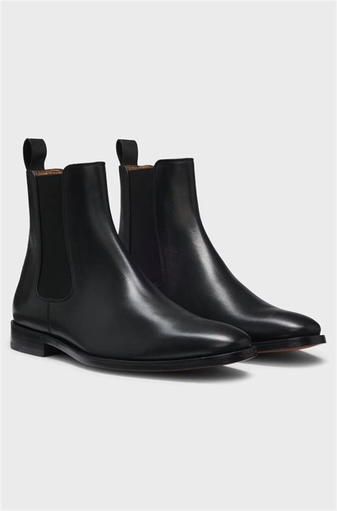 BOSS - Beckham x BOSS Leather Chelsea boots with elasticated panels - Black