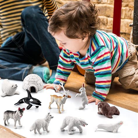 Mini Arctic Animals Toys Set 10PCS Polar Animal Figurines for Toddlers ...