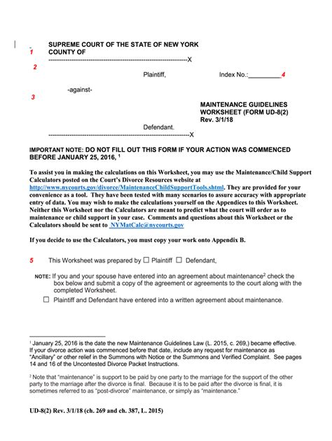 Fillable Online nycourts Form UD-82 Maintenance Guidelines Worksheet ...