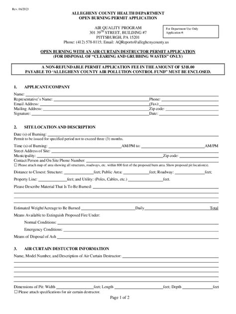 Fillable Online Open Burning Permit Application ( ... Fax Email Print ...