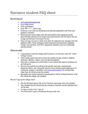 Fillable Online Naviance student FAQ sheet Fax Email Print - pdfFiller