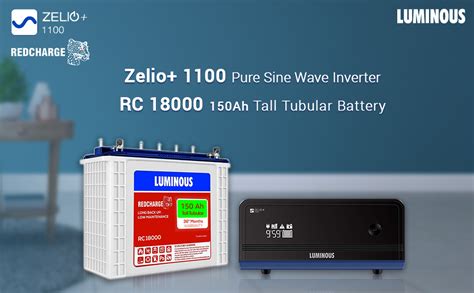 Luminous Inverter & Battery Combo (Zelio+ 1100 Pure Sine Wave 900VA/12V ...