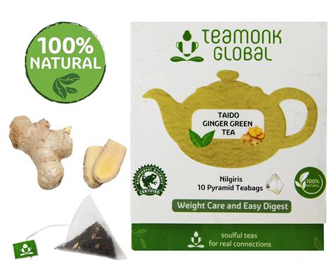 Teamonk Taido High Mountain Ginger Green Tea Box - 10 Biodegradable ...