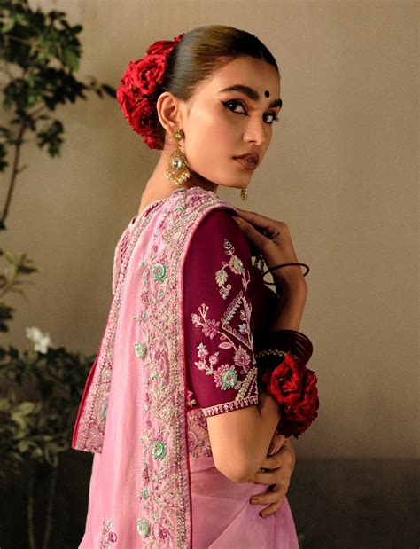 Pink Party Saree with Sequin and Stone Work – Anant Exports