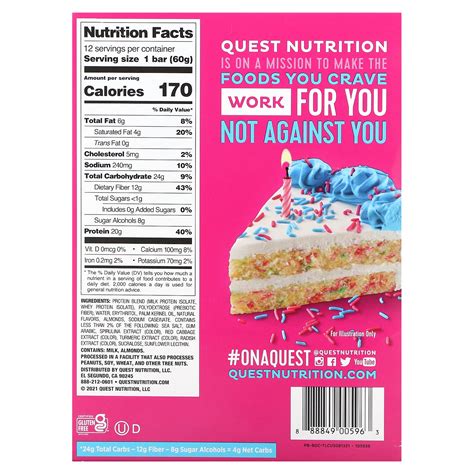 Quest Nutrition, Protein Bar, Birthday Cake, 12 Bars, 2.12 oz (60 g) Each