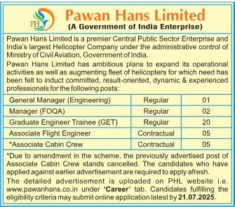 Pawan Hans Graduate Engineer Trainee Recruitment 2025 - Apply Online ...