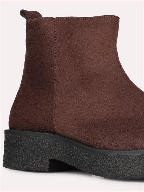 Buy Now Womens Brown Formal Solid Round Toe Boots