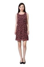 Buy Women Red Print Thigh-Length Party Dress Online - 83588 | Van Heusen