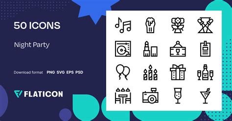 Night Party Icon Pack | Lineal | 50 .SVG Icons