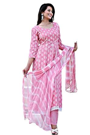 Buy NASRO Women's Viscose Rayon Printed Round Neck 3/4th Sleeves ...