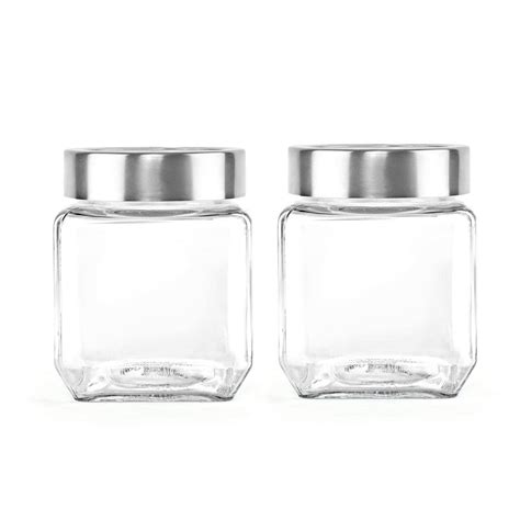 Cello Qube Toughened Glass Jars 580 Ml, Set of 2, Clear