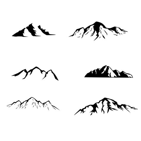 Set of mountain silhouette design adventure background element ...