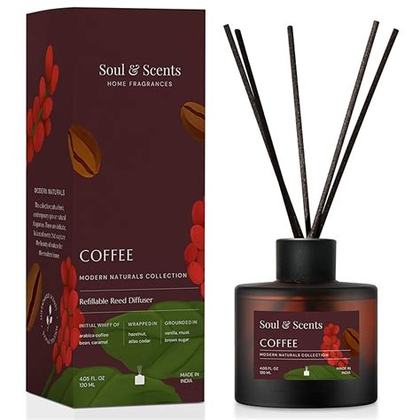 Soul & Scents 120ml Premium Coffee Reed Diffuser Set | Free 6 Fiber ...