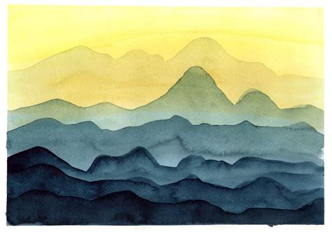 mountains / watercolor / layers | Watercolor mountains, Layered art, Watercolor art journal