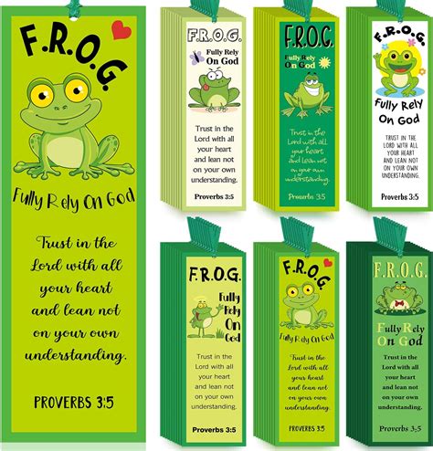 Amazon.com: 60 Pcs Fully Rely On God Frog Bookmarks Proverbs 3: 5 F.R.O ...