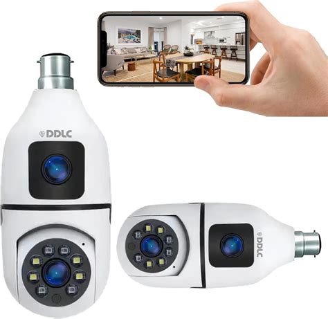 Buy DDLC 2-in-1 Dual Lens Dual Screen Bulb WiFi Wireless 4MP HD Live ...