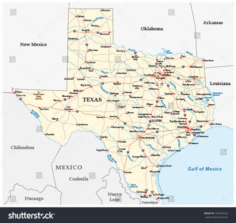 Texas Road Map Stock Vector (Royalty Free) 395654626 | Shutterstock