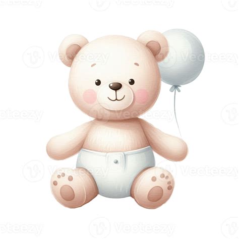 AI generated graphic of a white baby teddy bear on an isolated ...
