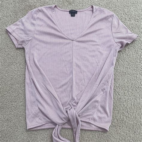 light pink and white striped short sleeve shirt - Depop