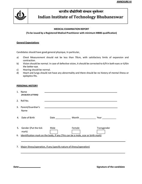 Annexure IV (Medical Form) 17 18 - ANNEXURE‐IV भारतीय पर् ौ᳒ोिगकी स ...