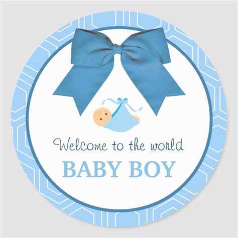 Blue and White Baby Boy Welcome Sticker