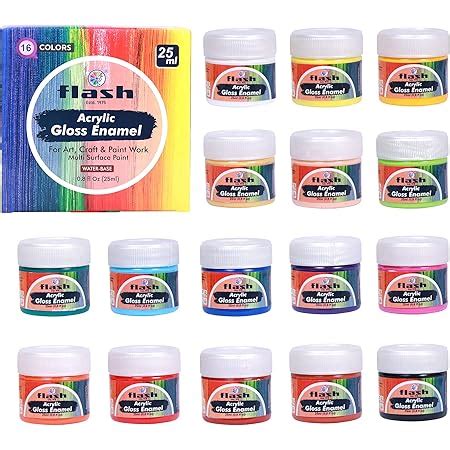Flash Acrylic Ink,Set of 16 Colors/Bottle (20 ml/0.7 US fl oz) with ...