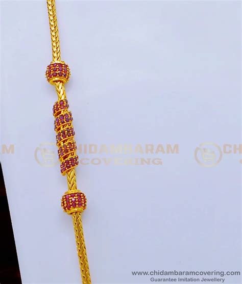 Buy Latest Ruby Stone Spiral Gold Design Thali Mugappu Chain Model for ...