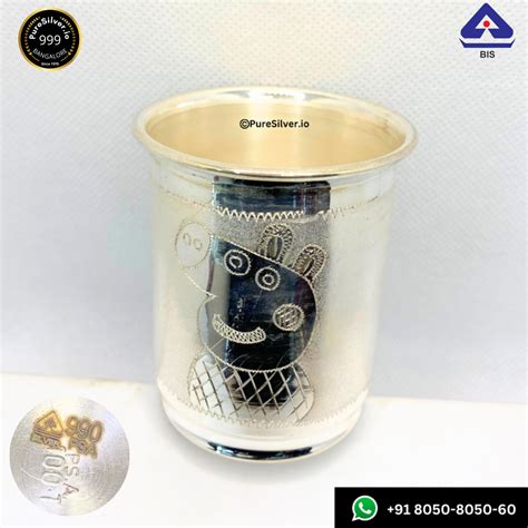 999 Pure Silver Glass with 990 BIS Hallmark - Peppa Pig Engraved ...