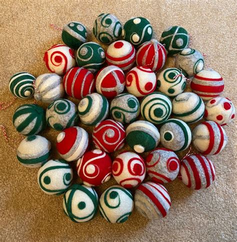 Needle Felted Christmas Balls - Etsy | Felted christmas ball ornaments ...