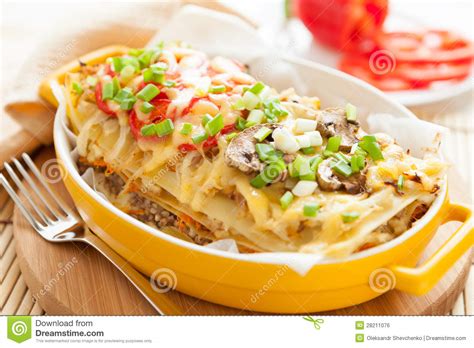 Italian Lasagna Dish With Vegetables Stock Photo   Image  