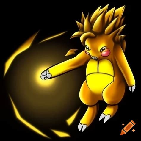 Pikachu with Super Saiyan hair and golden aura in Dragon Ball Z style ...