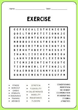 Exercise Word Search Puzzles 的图像结果