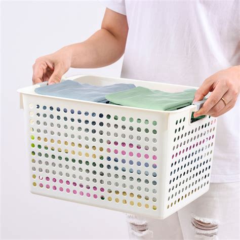 Plastic Laundry Basket White with Handles, Stackable Laundry Hamper for ...