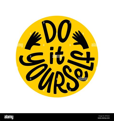 DO IT YOURSELF. DIY Lettering abbreviation logo circle stamp with doodle hands. Vector ...